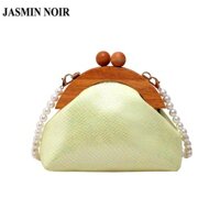 Jasmin noir Túi Đeo Chéo Vai Họa Tiết Da Rắn Đính Ngọc Trai Phong Cách punk Cho Nữ Ốp