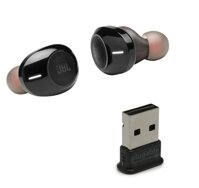 JBL Tune 120TWS True Wireless Bluetooth in-Ear Headphone Bundle with Plugable USB-BT4LE USB 2.0 Bluetooth Adapter - Black