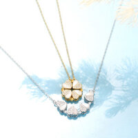 JBOB S925 Sterling Bạc Vòng cổ vỏ Cỏ Bốn Lá, một loại đeo nhiều nam châm tình yêu không phai màu chuỗi xương đòn phong cách Hàn Quốc