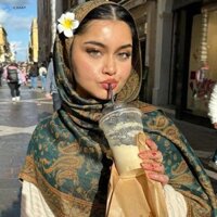 [Jcaaap] Khăn Hijab Bohemia Khăn choàng dài Hồi giáo Khăn quàng cổ nữ thoáng khí mềm mại quấn đầu cho nữ Thương hiệu [ISO]