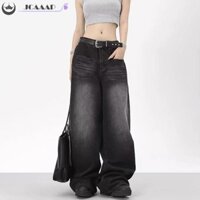 Jcaaap Quá Khổ Retro Đen Quần Jean Ống Rộng Quần Nữ Sang Trọng Y2K Eo Thấp Baggy Quần Jean Nam Thùng Quần Jean Dạo Phố Gdo
