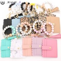 Jcaaap Silicone Hạt Vòng Tay Da Chắc Chắn Túi Đựng Thẻ Vòng Tay Móc Khóa Silicon Đính Hạt Vòng Tay Da sel Ví Lắc Tay Gdo