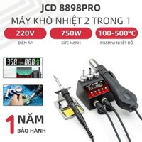 JCD Trạm hàn khò 8898Pro với màn hình nhiệt độ LCD đôi mỏ hàn & máy khò nhiệt 2 trong 1 Công cụ hàn