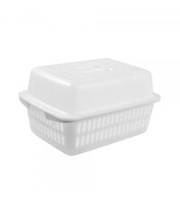 JCJ Giá thoát nước bát đĩa bằng nhựa có nắp đậy 2401 Thái Lan W40xH22,5xD29,2cm màu trắng