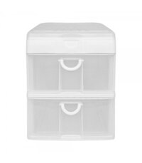 JCP Tủ nhựa mini để bàn 2 ngăn kéo 5891 Thái Lan W26xH34.5xD33cm màu trắng