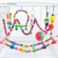 Jcsyfac 5 / 6 Chiếc Lồng Chim Đồ Chơi Cho Vẹt Nhai Treo Hạt Gỗ Bóng Chuông Đồ Chơi Mới