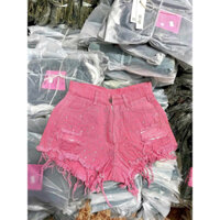 [JE114] Quần short jean nữ không giãn,rách tua rua cá tính kết hợp đính cườm (FORM NHỎ)