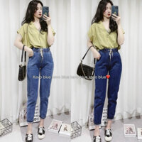 jean nữ -quần baggy jean lưng thun -quần jean lưng cao lưng thun -chất jean co dãn