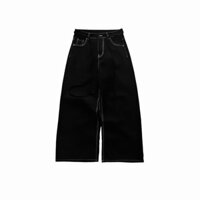 JEANS ĐEN DÂY THỪNG - Quần jeans ống rộng dây thừng trơn basic