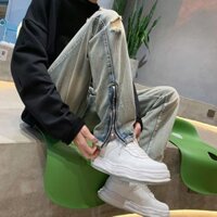 Jeans Fashion Brand Split Zipper High Street Ripped Thin Summer European and American Pants American Men Retro Design Men