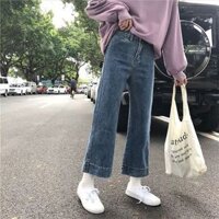 Jeans gấu gập xanh đậm