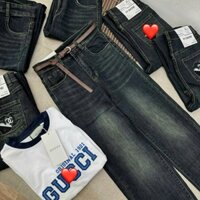 Jeans ống đứng túi thêu logo 11221