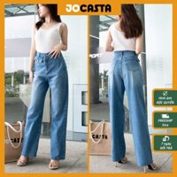 JEANS ống rộng dáng suông màu xanh túi kiểu bên hông dễ phối đồ lưng cao TS320