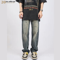 JEANS RÁCH XƯỚC RETRO WASH LOOSE - Quần jean nam retro ống suông rộng 5 mầu cạp cao chất bò demin cao cấp 20WE