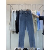 Jeans suông dài xẻ gấu xanh đậm evis