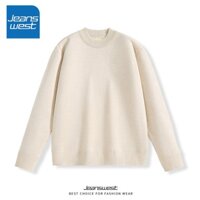 Jeanswest Áo len cổ tròn nam, trang phục giữ ấm mùa thu đông, áo len lót nỉ
