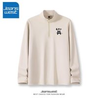 Jeanswest Áo nỉ nam cổ đứng nửa kéo khóa, lót bông, áo dài tay mùa đông, áo thể thao