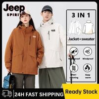 Jeep SPIRIT Ngoài Trời Thời Trang Thường Ngày Thể Thao Cặp Đôi Chống Thấm Nước Chống Gió Graphene Giữ Ấm Áo Khoác Nam Nữ Màu Đen