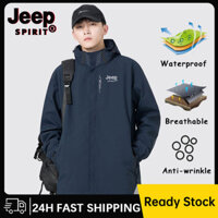 Jeep SPIRIT Thu Đông Áo khoác có mũ trùm đầu nhẹ dành cho nam Dây kéo chống nước và chống gió Áo khoác thể thao nam thời trang ngoài trời (M-4XL)