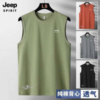 JEEP Vest Men's Summer Thin Fitness Sportswear Cotton Undershirt Plus Size Loose Sleeveless T-Shirt