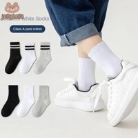 Jellybella Sinh viên trẻ em vớ bé trai và bé gái tinh khiết bông màu đen và trắng tất ống dài trung bình em bé lớn Vớ thể thao chống mùi trường được chỉ định vớ