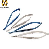 Jeniferdz Kéo Microscope Titan Thẳng / Cong Đầu Mỏ Kéo Nha Khoa Phẫu Thuật Tay Cầm Tròn Dụng Cụ Mắt