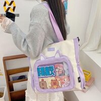Jeniferdz Túi Itabag trong suốt, Túi đeo chéo trong suốt có dây kéo tai mèo, Túi đựng vật phẩm nhỏ Túi Tote Nylon dung tích lớn Túi đeo vai du lịch