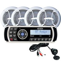 Jensen CPM200 Marine Stereo Audio System; Includes: MS2A AM/FM/USB/Bluetooth/Waterproof Stereo, Four AMS602W 6.5" Coaxial Two-way Speakers, USB...