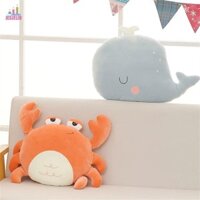 Jesjeliu Gối Sang Trọng Cá Voi Mềm Quà Tặng Giáng Sinh Phòng Trang Trí Đệm Cua Nhồi Bông Sư Tử