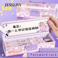 JESSLILY Bút chì , có khóa mật khẩu Hộp bút dung lượng lớn, Hộp lưu trữ văn phòng phẩm đa chức năng chất lượng cao Đồ dùng học tập