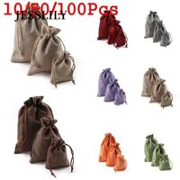 JESSLILY   đay Túi quà tặng vải lanh Túi đựng kẹo Giáng sinh