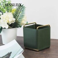 JESSLILY Hộp đựng bút chì , Hộp đựng máy tính để bàn màu xanh lá cây bằng da, Hộp đựng bút thời trang Văn phòng