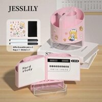 JESSLILY Hộp đựng bút , Hộp đựng văn phòng phẩm đa chức năng bằng nhựa, Hộp đựng bút chì tròn 6 ngăn ABS