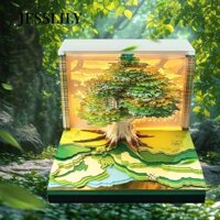 JESSLILY Lịch , Nhiều Màu Với Đèn LED Lịch Để Bàn Cây, Giấy Sáng Tạo Khắc DIY Note Memo Pad Quà Tặng Năm