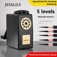 JESSLILY Máy mài bút chì , Máy mài bút chì phác thảo xốp cỡ lớn, Bút chì quay tay tự động nâng cao năm chiếc tai Công cụ mài bút chì than có thể điều chỉnh Quà tặng