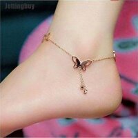 Jettingbuy Chic Barefoot Sandal Bãi Biển Chuỗi Chân Vàng Hồng Bướm Vòng Đeo Tay Quyến Rũ