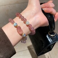 [Jewbeauty] Vòng tay đính cườm màu hồng thời trang vòng tay tinh tế mới thời trang Trung Quốc khí chất trang sức tay