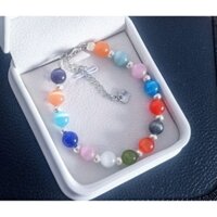 Jewelry for her Vòng tay đá mắt mèo , bi bạc