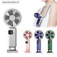[Jewelrycrown] Quạt USB cầm tay, Đế quạt chạy bằng pin Bao gồm màn hình kỹ thuật số Quạt Mini có thể sạc lại 90 độ [VN]