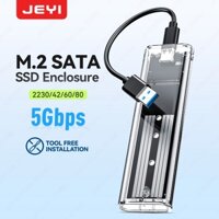 Jeyi Trong suốt M.2 SATA SSD Enclosure Adapter, USB 3.1 (6 Gbps) sang SATA M-Key / (B + M) Key SSD External Case Viền cho SATA SSD 2230 / 2242 / 2260 / 2280