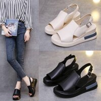Jhq Nữ Nêm Sandal Nữ Phong Cách Hàn Quốc Đế Dày Khóa Thời Trang Nền Tảng Mùa Hè Mới