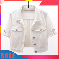 Jianxin  Áo khoác ngắn nữ có nút áo khoác nữ thời trang Áo khoác dạo phố Hip Hop có cổ bẻ xuống và túi ngực Áo khoác một ngực hợp thời trang cho Đông Nam Á