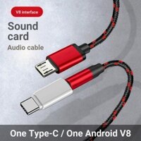 Jianyuan3er Thích hợp cho loại c Điện thoại di động Ghi thẻ âm trực tiếp Android v8 Cắm cáp âm thanh Micro K Cáp ghi âm