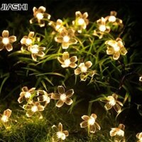 JIASHI Dây chuyền chiếu sáng LED năng lượng mặt trời Dây chuyền chiếu sáng hoa anh đào ngoài trời Sân chống nước Trang trí nội thất Hoa đào Đèn nhấp nháy đầy màu sắc