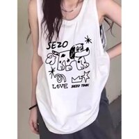 Jiashuchen 100% Cotton Mùa Hè Trắng Áo Vest Nữ Mặc Ngoài Thiết Kế Phong Cách Mỹ Bên Trong Áo Thun Không Tay Sling Top