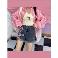 Jiashuchen Dễ Thương Thêu Cao Cấp Niche Phối Ren Quần Short Denim Nữ Mùa Hè Phong Cách Mới Rời Sli