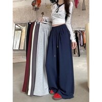 Jiashuchen Thu Đông Phong Cách Mới Quần Thường Ngày Nữ Quần Eo Cao Rời Ôm Hơn Nhìn Bao Thịt Ống Rộng Quần Ống Thẳng Quần Drape Flo