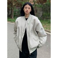 Jiashucheng Áo Khoác bomber Cao Cấp Dáng Rộng Màu Sắc Đơn Giản Dành Cho Nam Nữ