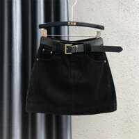 Jiashucheng Âu Âu hàng mới Thu Đông Chân Váy Ngắn Chữ a chống hở mông dễ phối thời trang