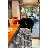 Jiashucheng ca rô mùa thu khâu ren bánh ngọt váy dài kẻ sọc váy thiết kế cổ điển cổ điển Instagram mẫu mới nữ